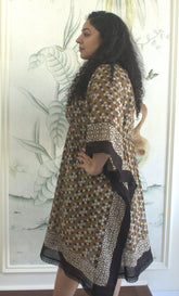 Ochre geometric short kaftan dress